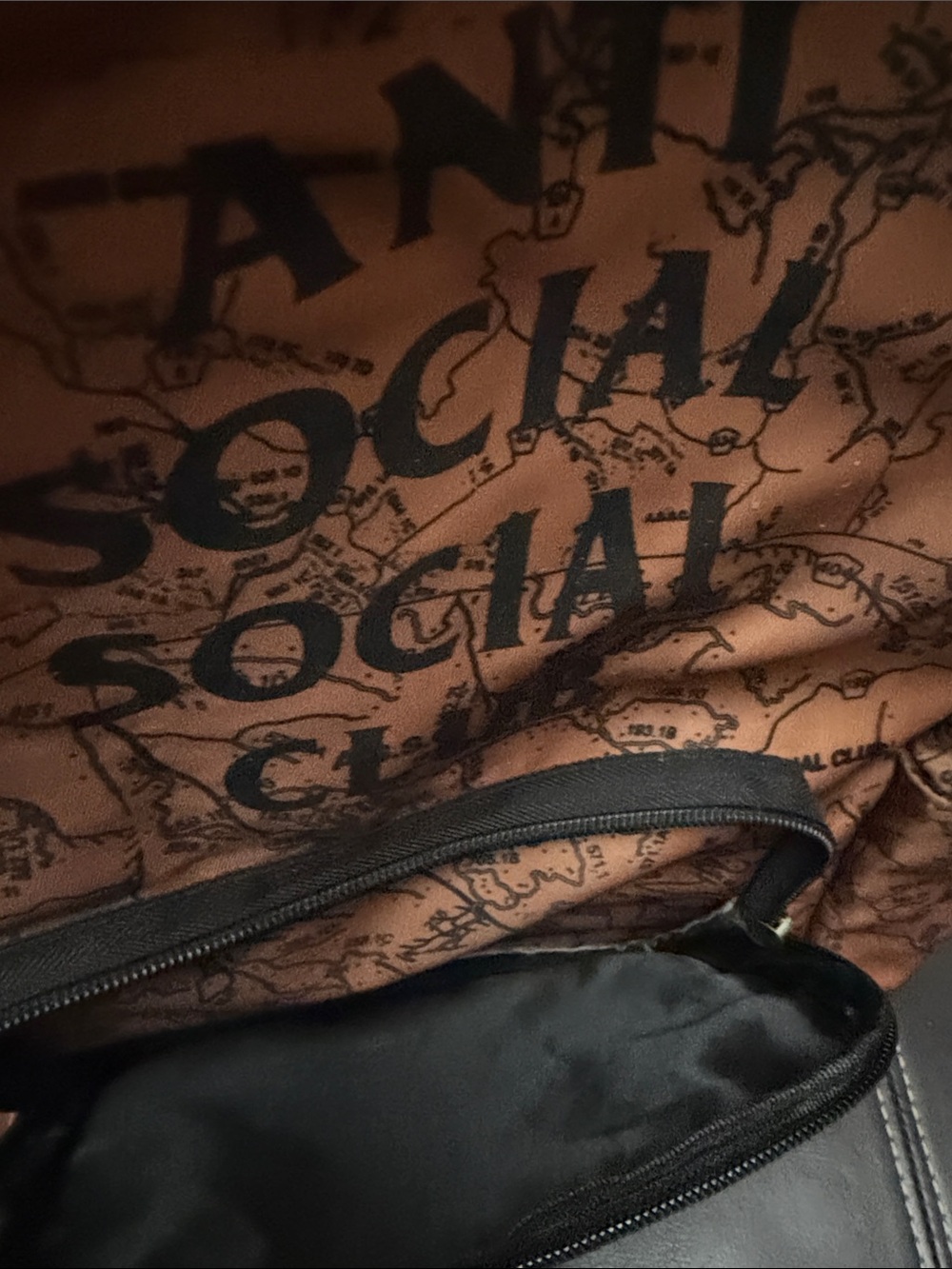 Anti Social Social Club Tan Map-Print Backpack - Picture 5 of 8